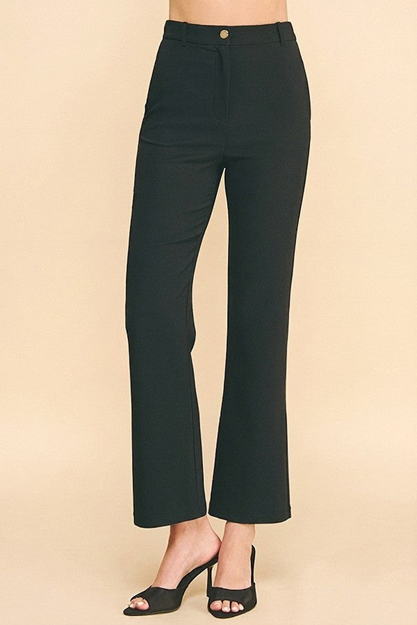 Twill Gold Button Fly Flared Trousers Pants