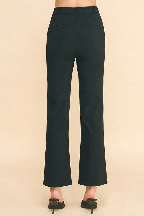 Twill Gold Button Fly Flared Trousers Pants