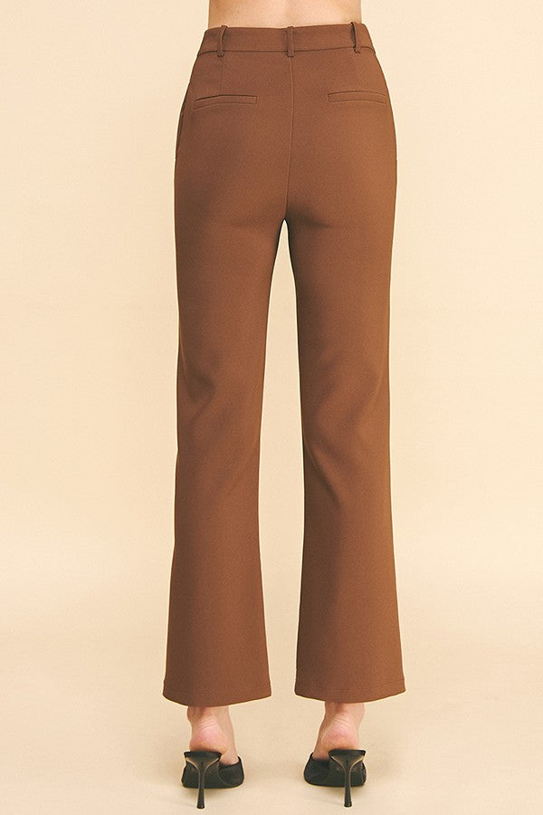 Twill Gold Button Fly Flared Trousers Pants