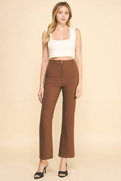 Twill Gold Button Fly Flared Trousers Pants