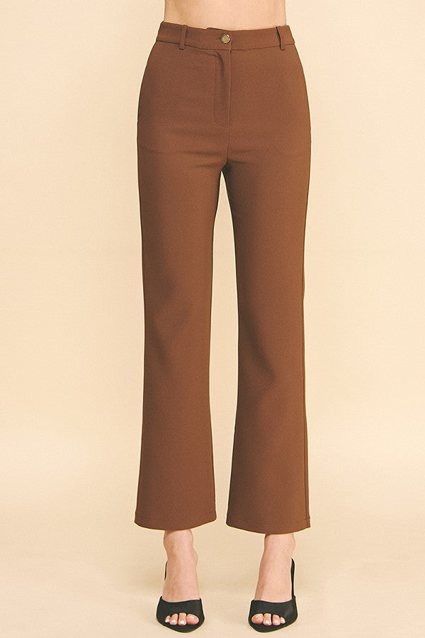 Twill Gold Button Fly Flared Trousers Pants
