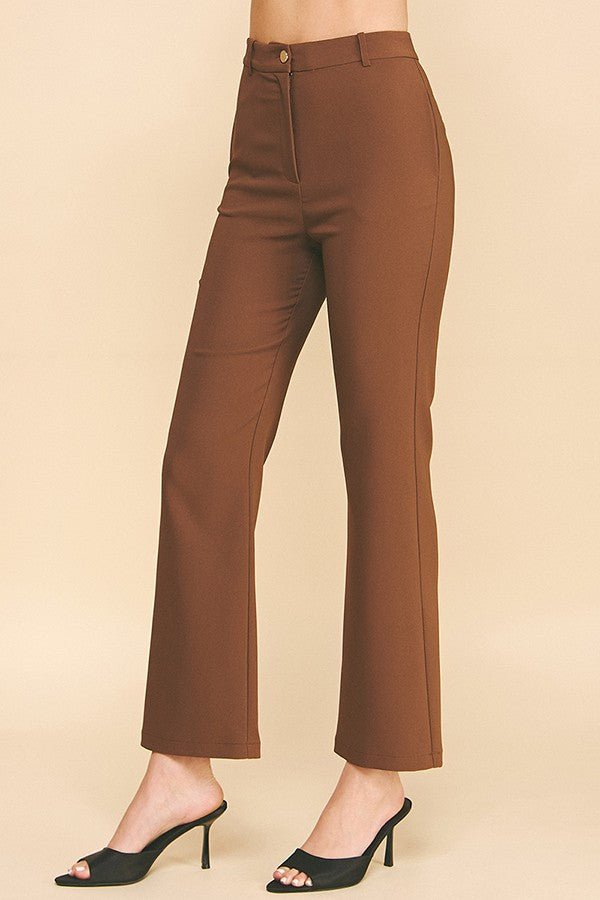 Twill Gold Button Fly Flared Trousers Pants