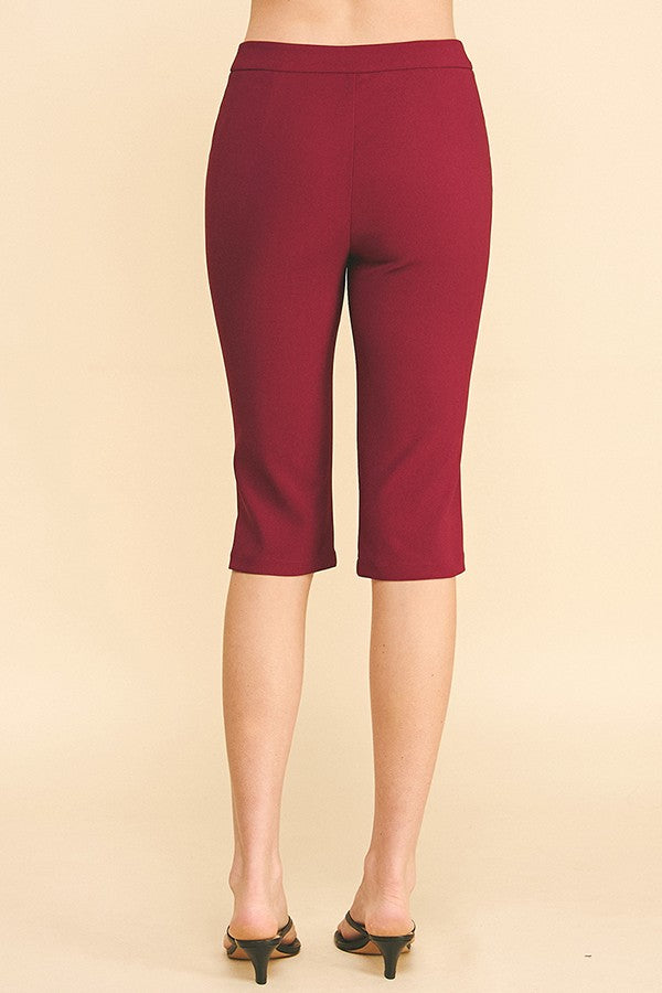 Twill French Seam Center Leg Capri Shorts