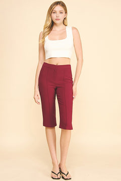 Twill French Seam Center Leg Capri Shorts