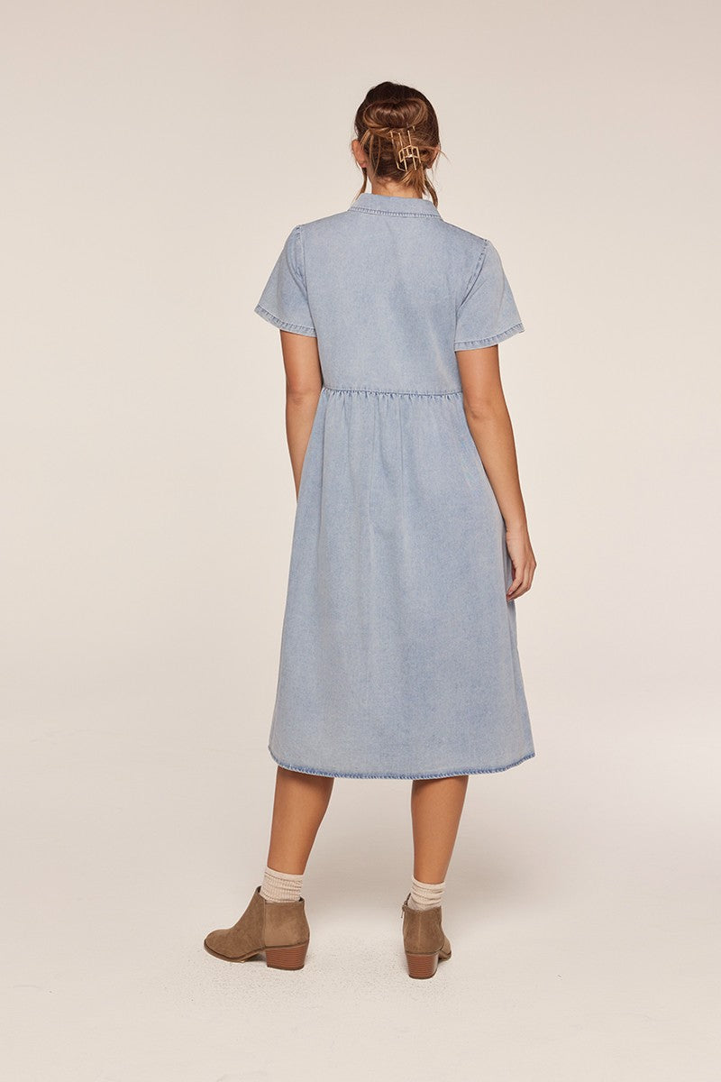 Plus Size Button Front Babydoll Midi Dress