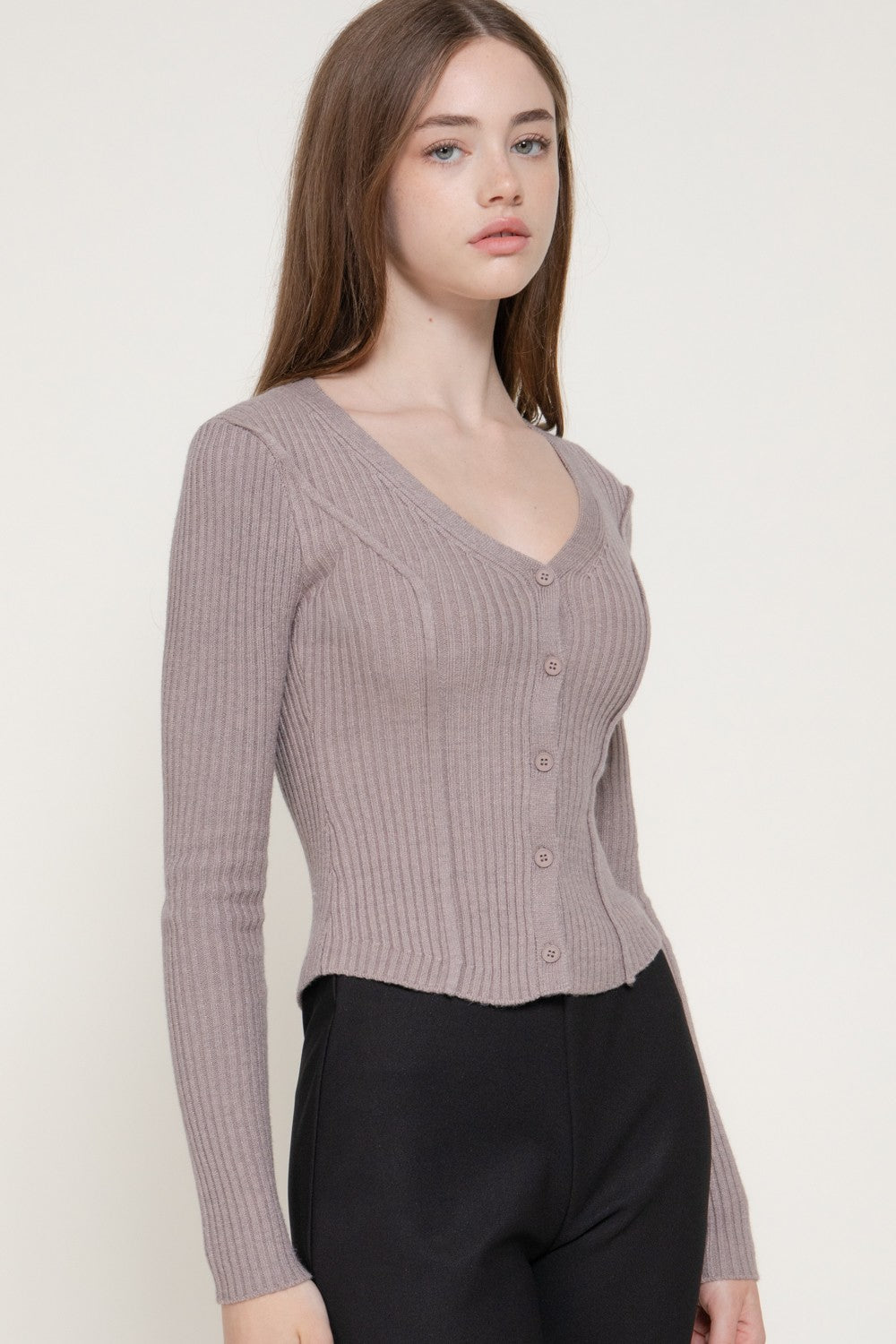 Long Slv V-neck Cardigan