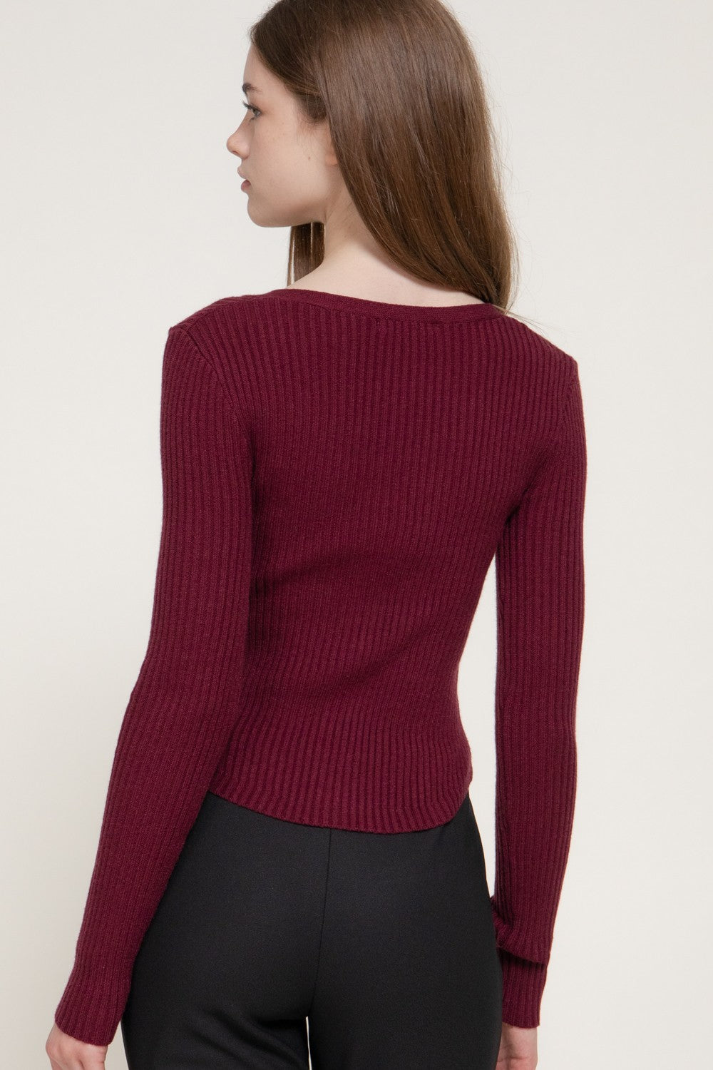 Long Slv V-neck Cardigan