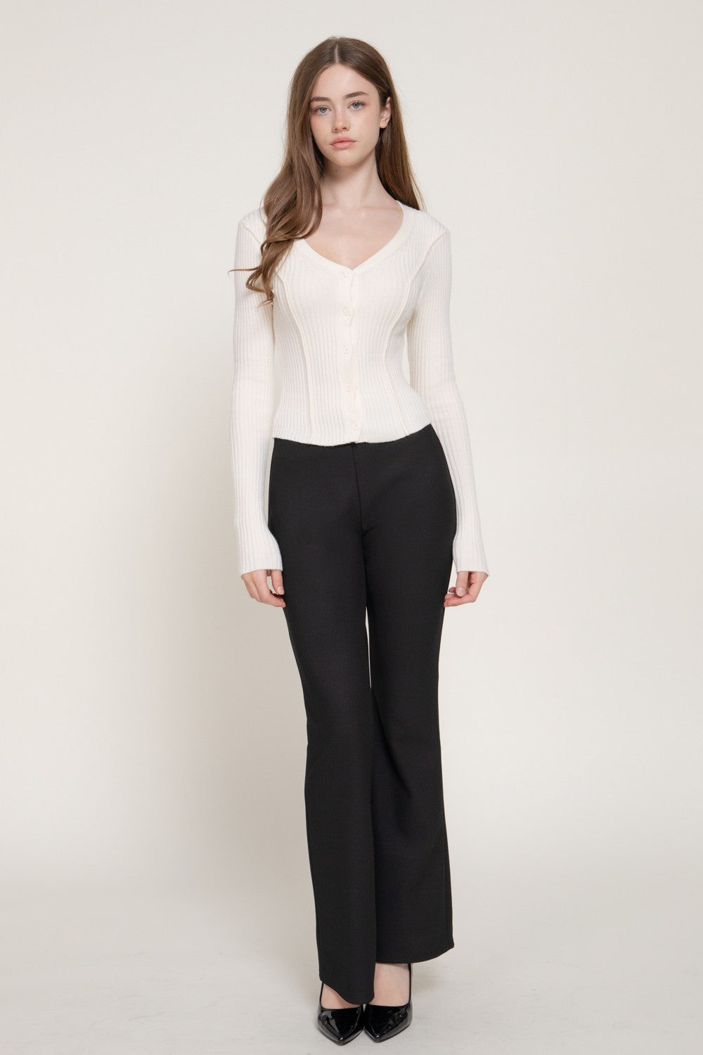 Long Slv V-neck Cardigan