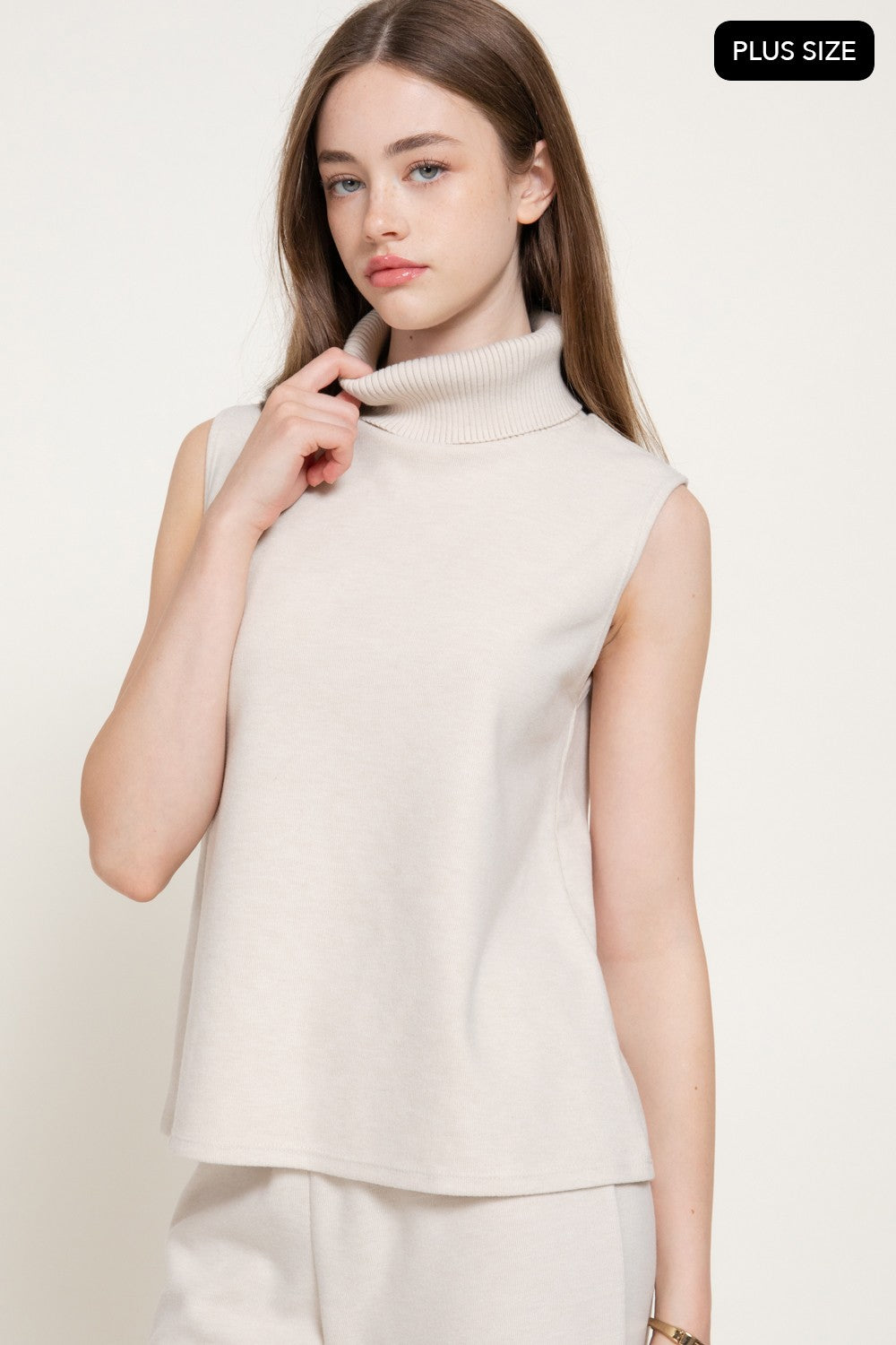 Sleeveless Turtle Neck Soft Knit Top