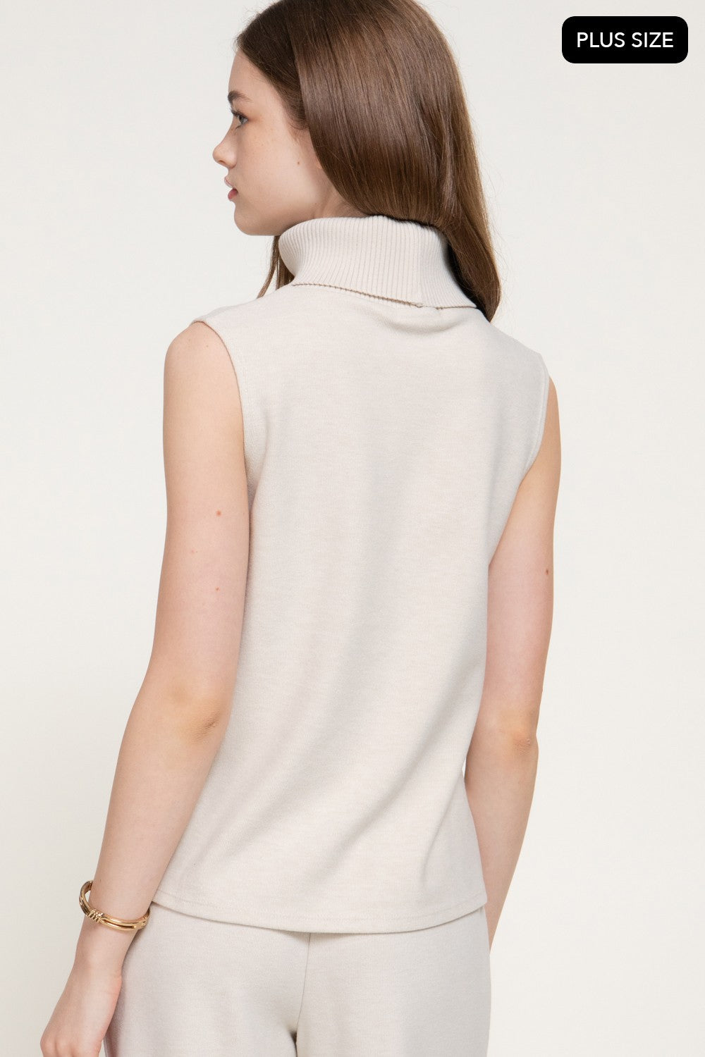 Sleeveless Turtle Neck Soft Knit Top