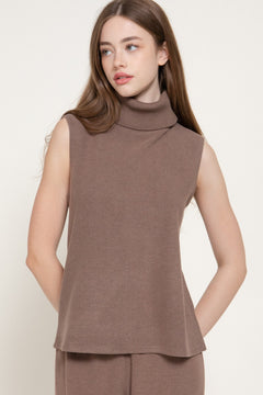 Sleeveless Turtle Neck Soft Knit Top