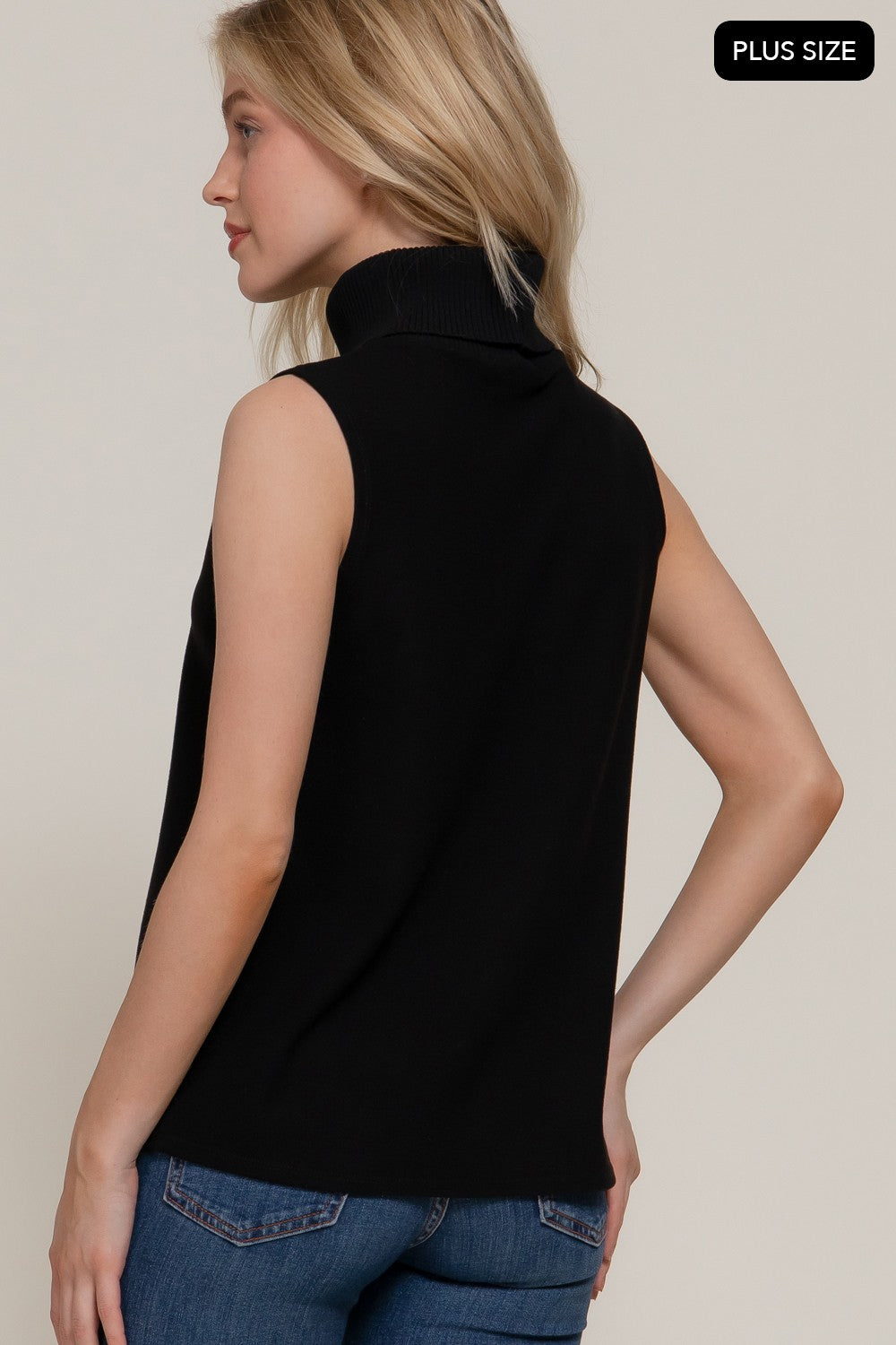 Sleeveless Turtle Neck Soft Knit Top