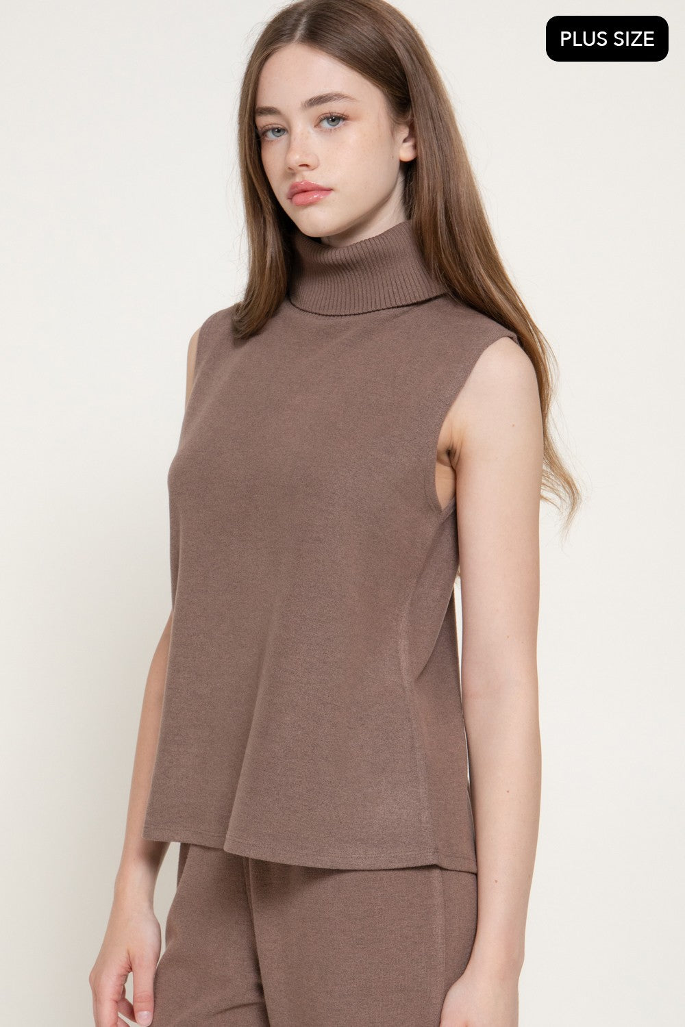 Sleeveless Turtle Neck Soft Knit Top