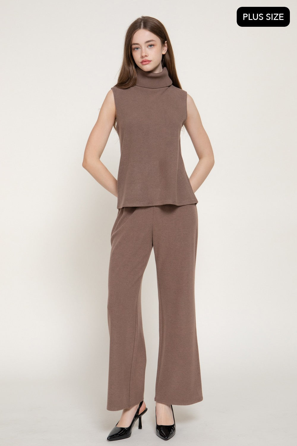 Sleeveless Turtle Neck Soft Knit Top
