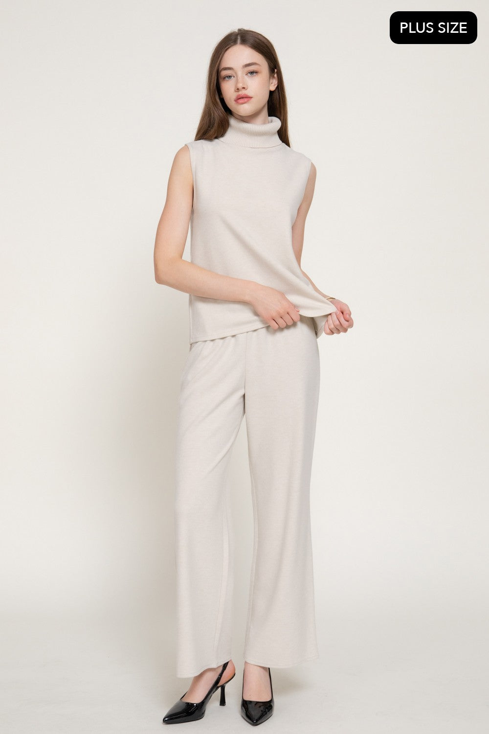 Sleeveless Turtle Neck Soft Knit Top