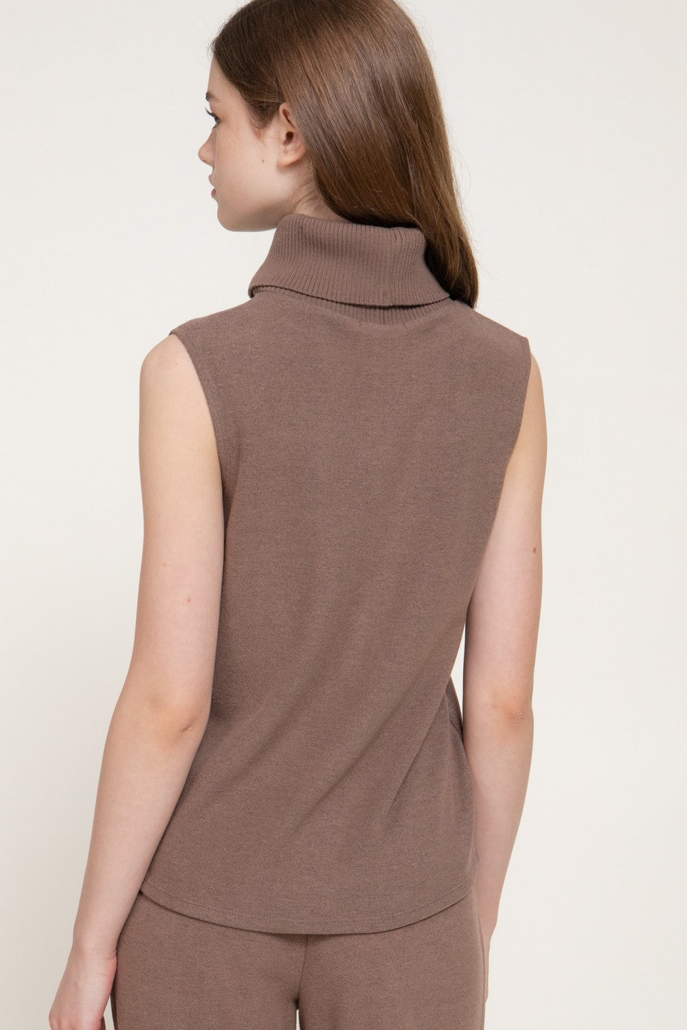 Sleeveless Turtle Neck Soft Knit Top