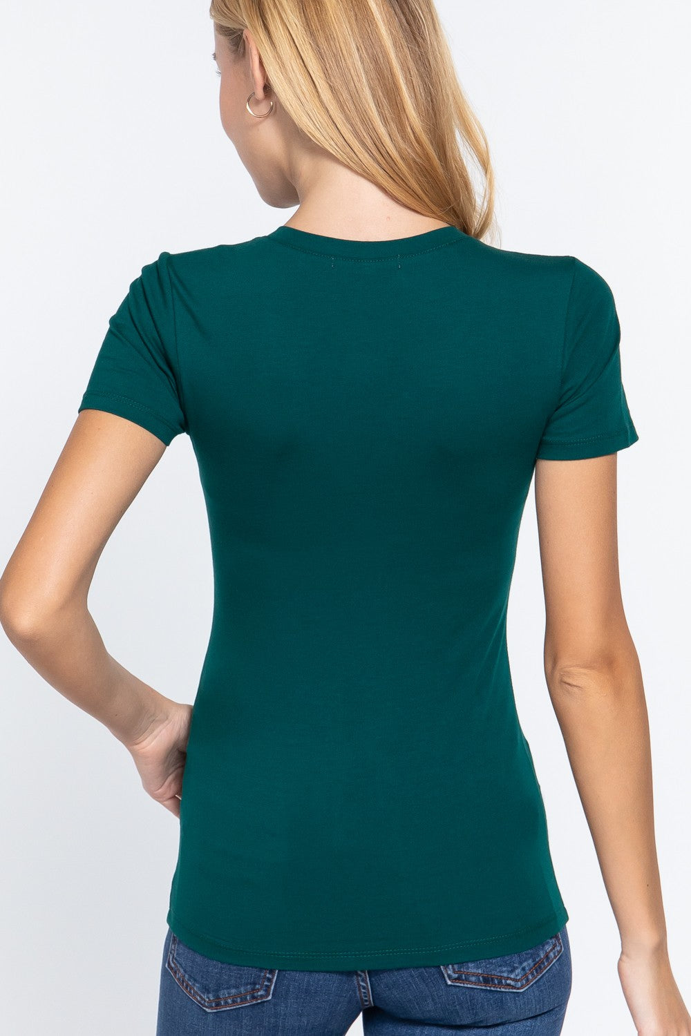 Short Slv Cotton Jersey V-neck Top
