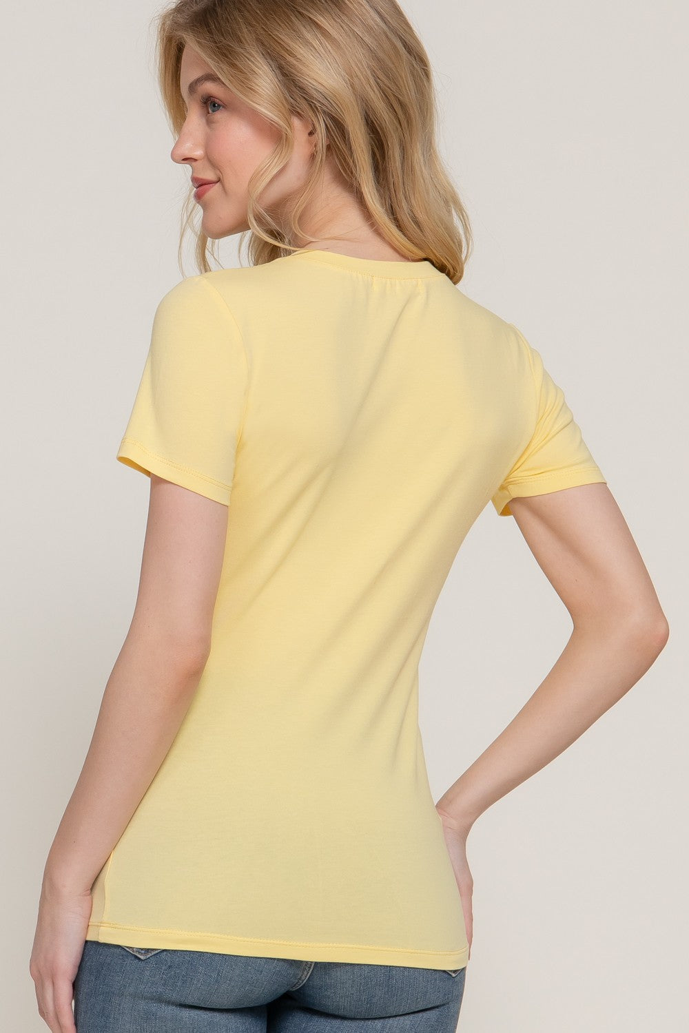 Short Slv Cotton Jersey V-neck Top