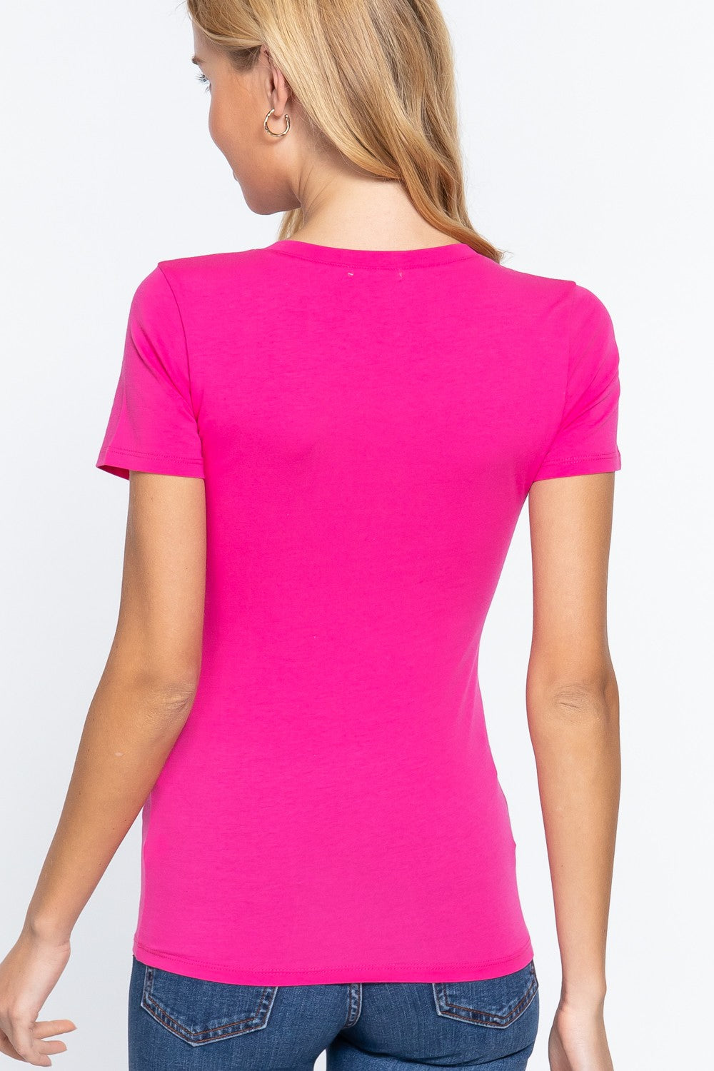 Short Slv Cotton Jersey V-neck Top