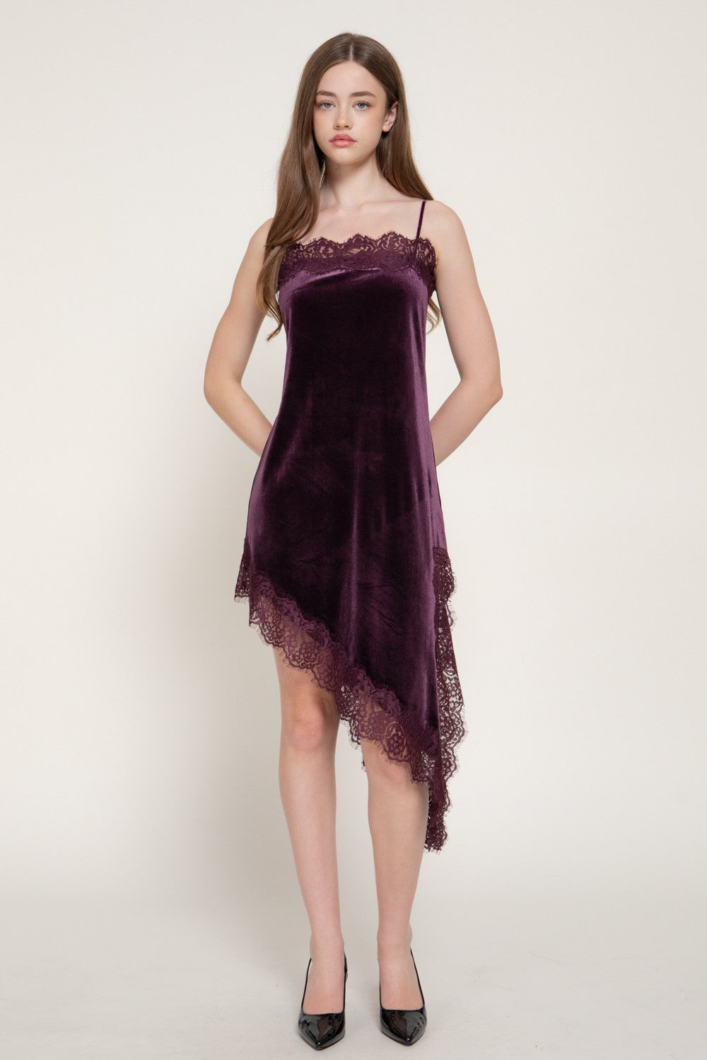 Asymmetrical Velvet Mini Dress