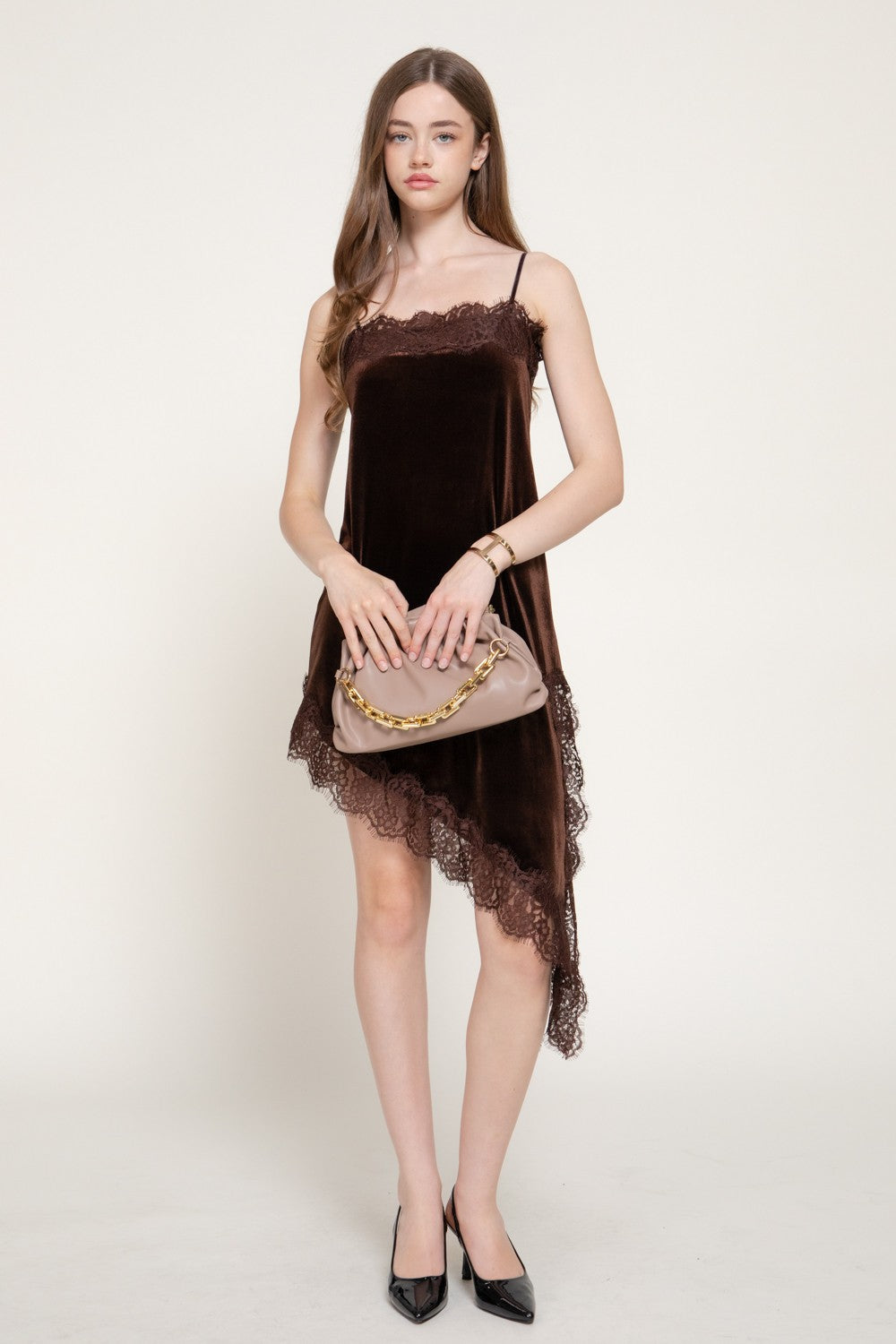 Asymmetrical Velvet Mini Dress