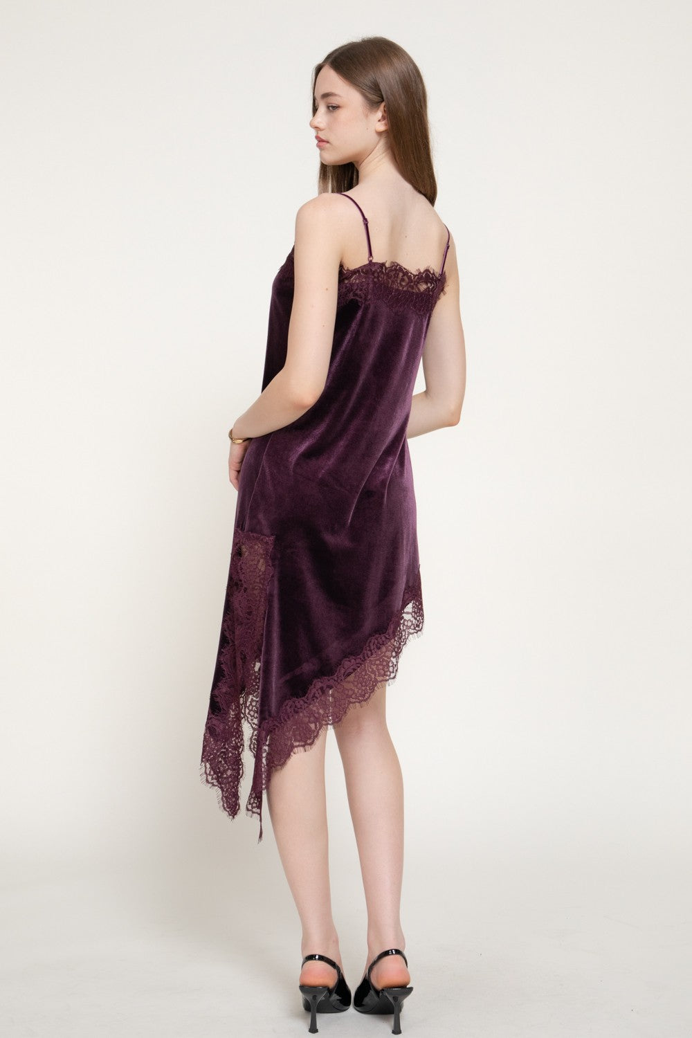 Asymmetrical Velvet Mini Dress