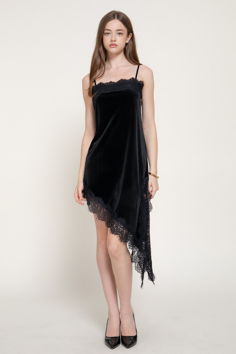 Asymmetrical Velvet Mini Dress