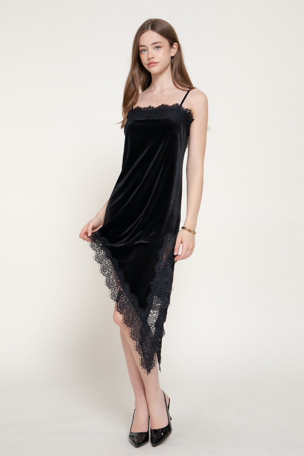 Asymmetrical Velvet Mini Dress