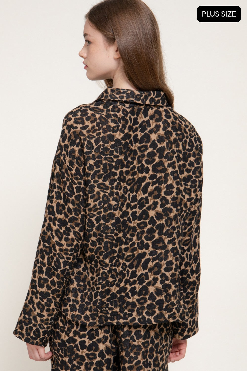 Long Slv Leopard Print Double Gauze Shirt