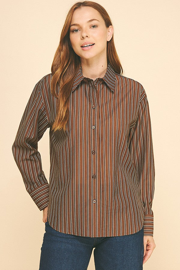 Striped Lawn Oversized Dress Shirt Blouse