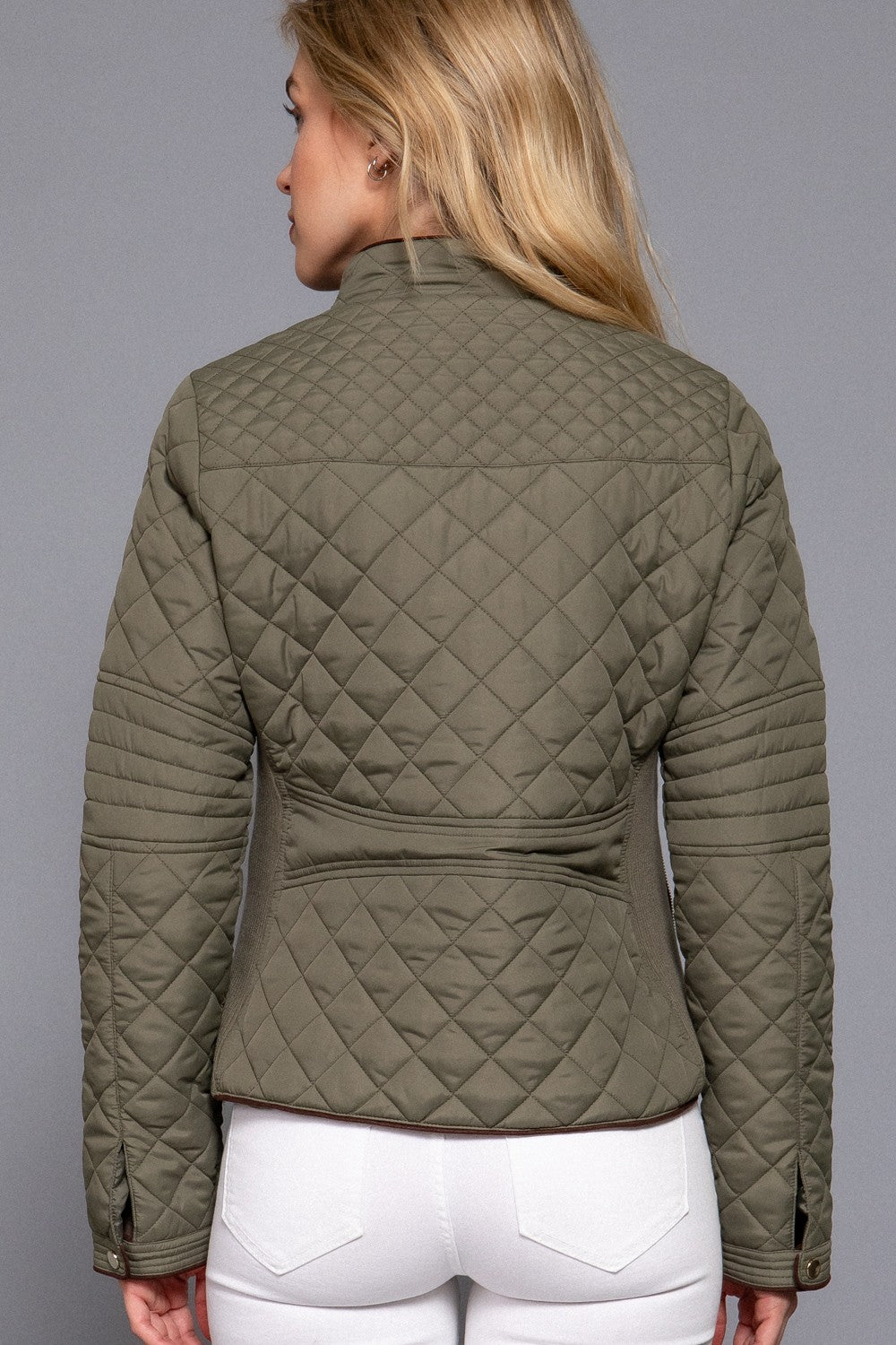 Suede Piping Rib Quilted Padding Jacket