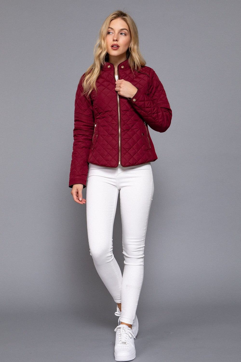 Suede Piping Rib Quilted Padding Jacket