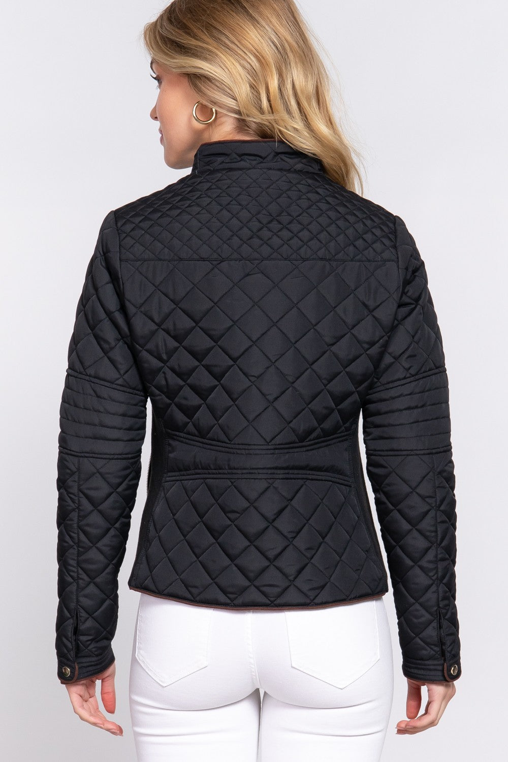 Suede Piping Rib Quilted Padding Jacket