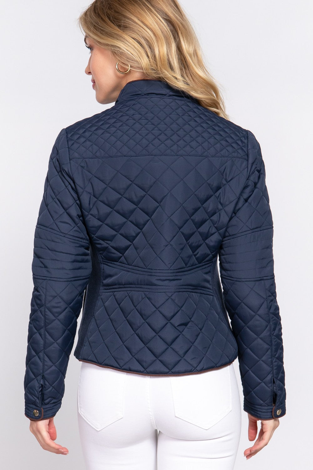 Suede Piping Rib Quilted Padding Jacket