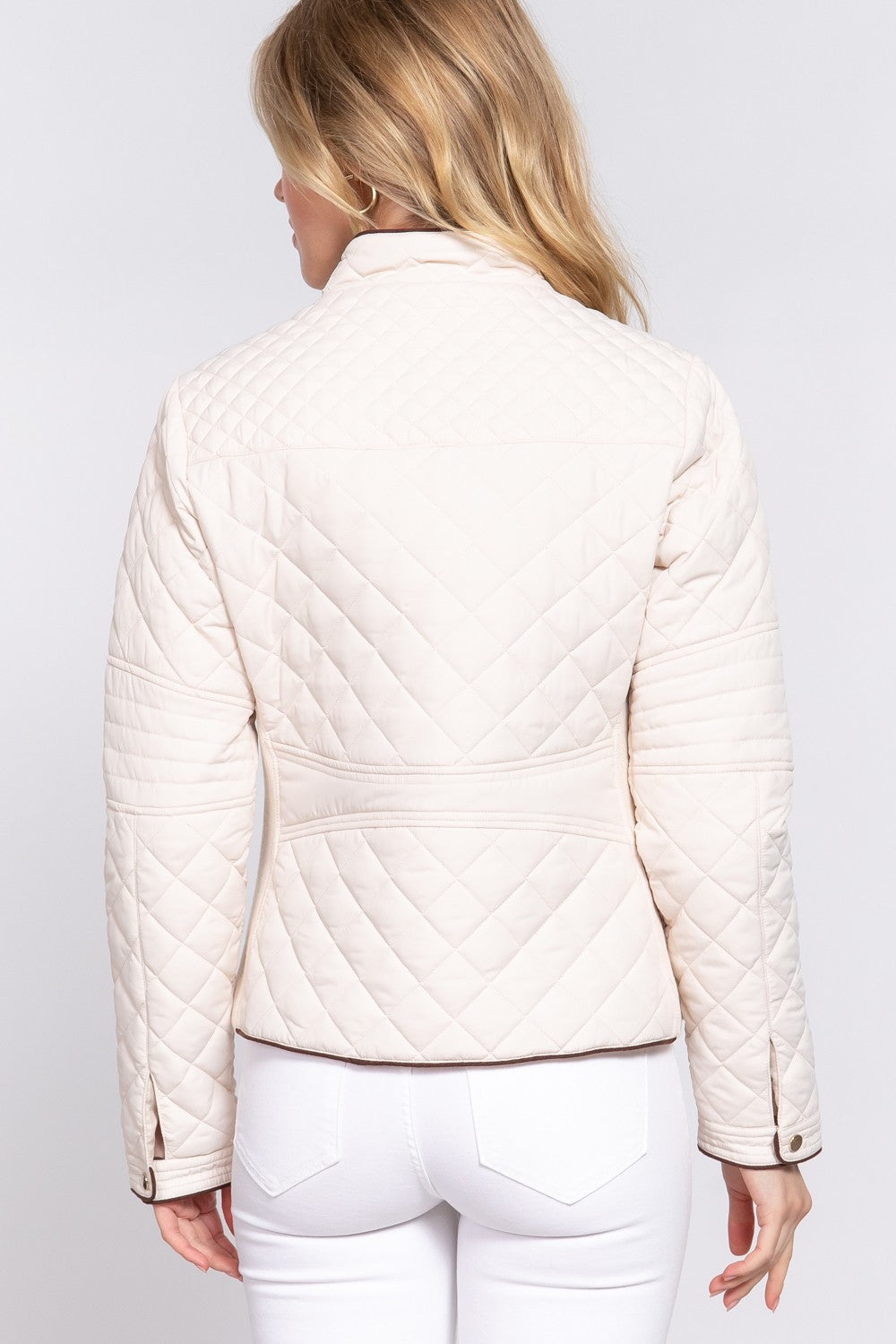 Suede Piping Rib Quilted Padding Jacket
