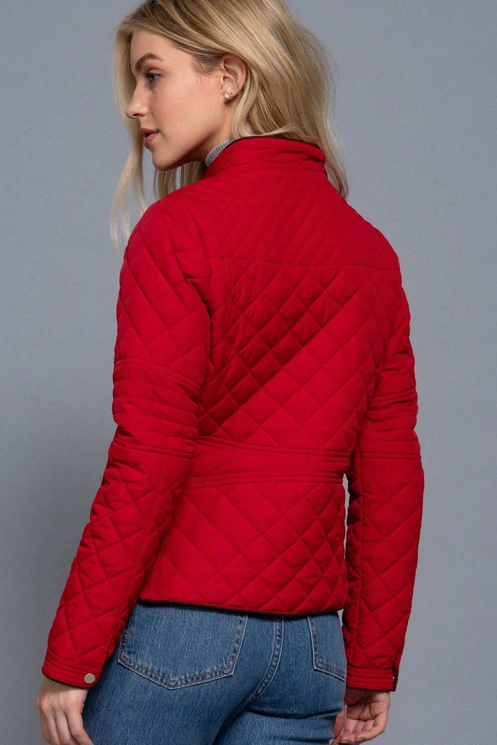 Suede Piping Rib Quilted Padding Jacket