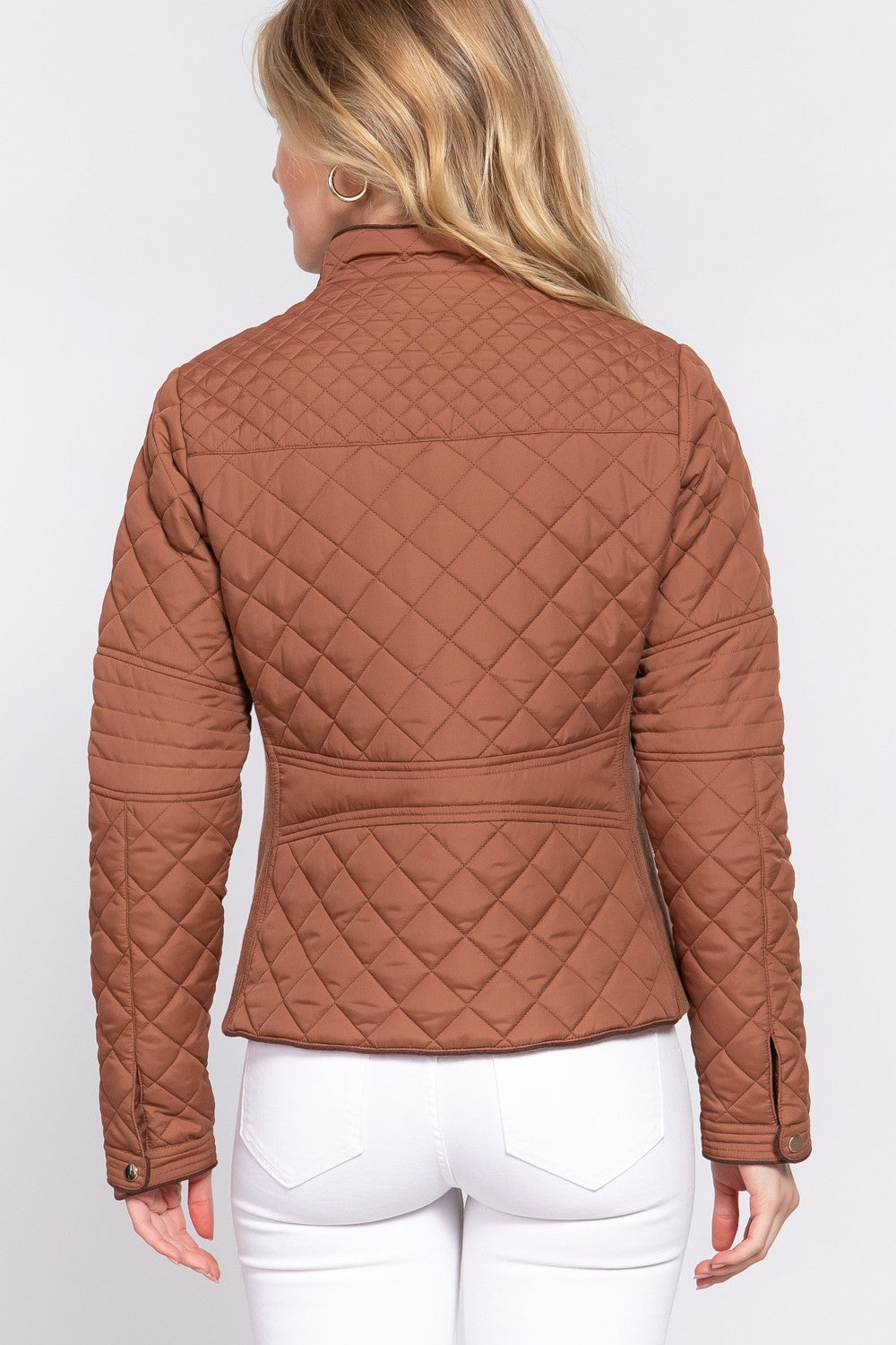 Suede Piping Rib Quilted Padding Jacket