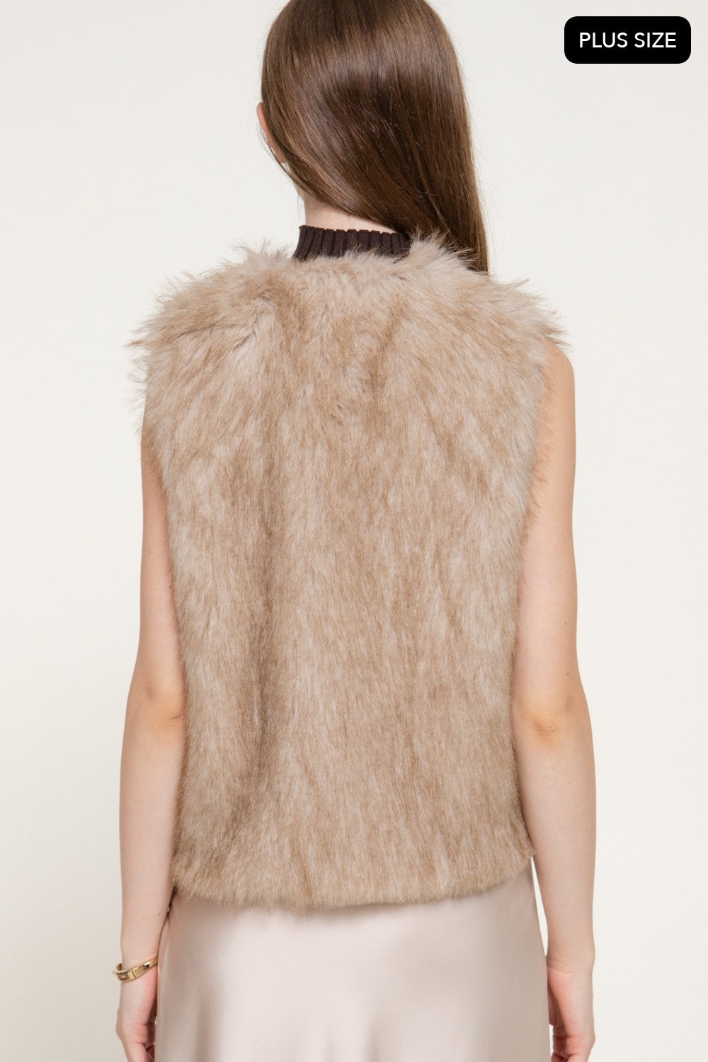 V-neck Two Tone Faux Fur Vest