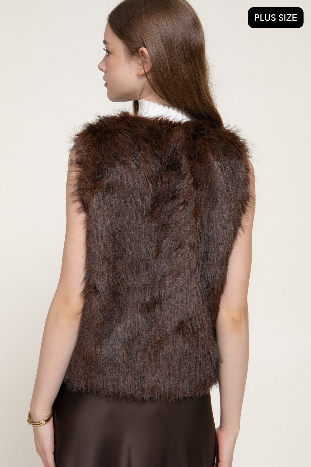 V-neck Two Tone Faux Fur Vest