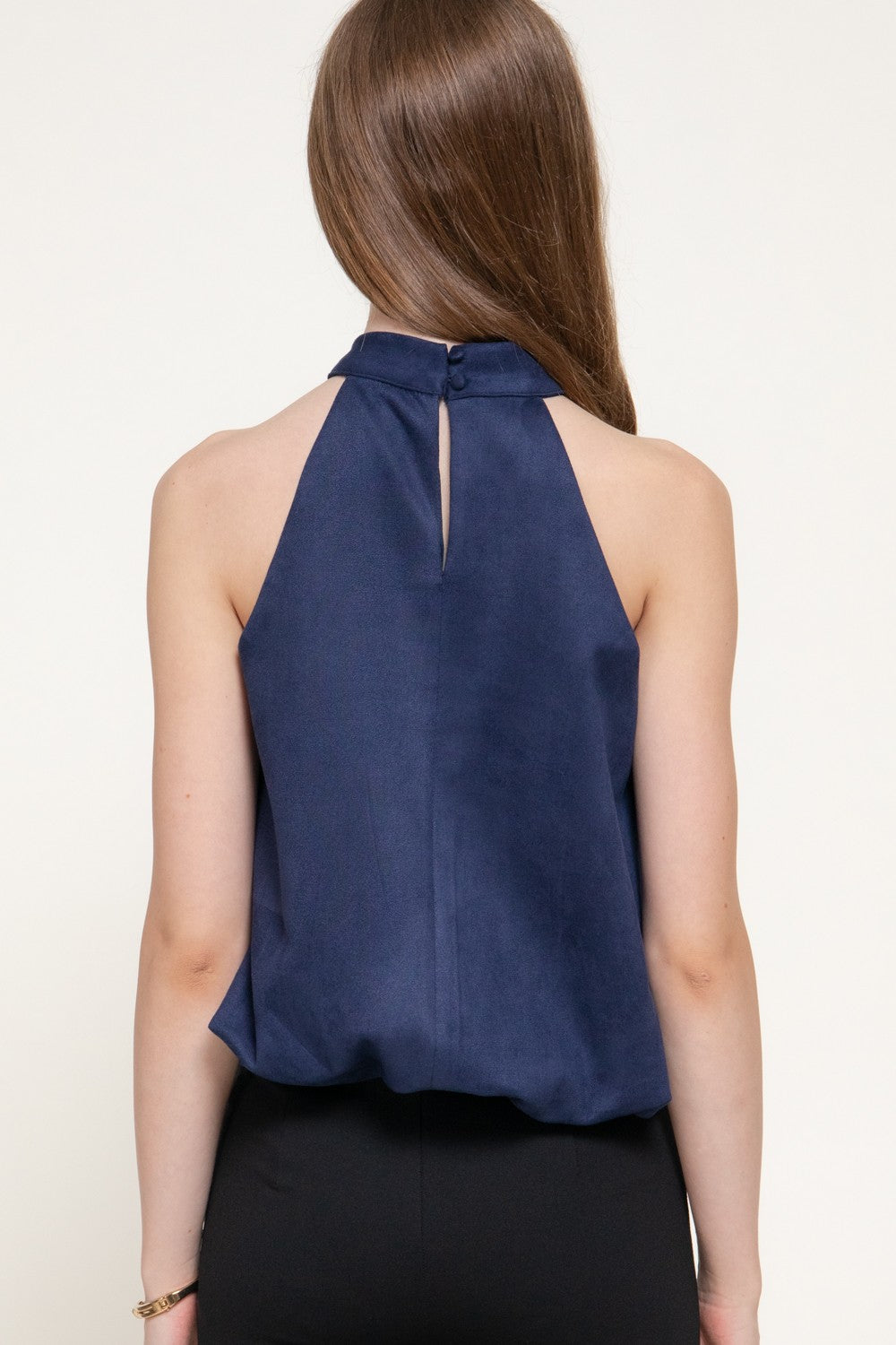 Faux Suede Halter Neck Top