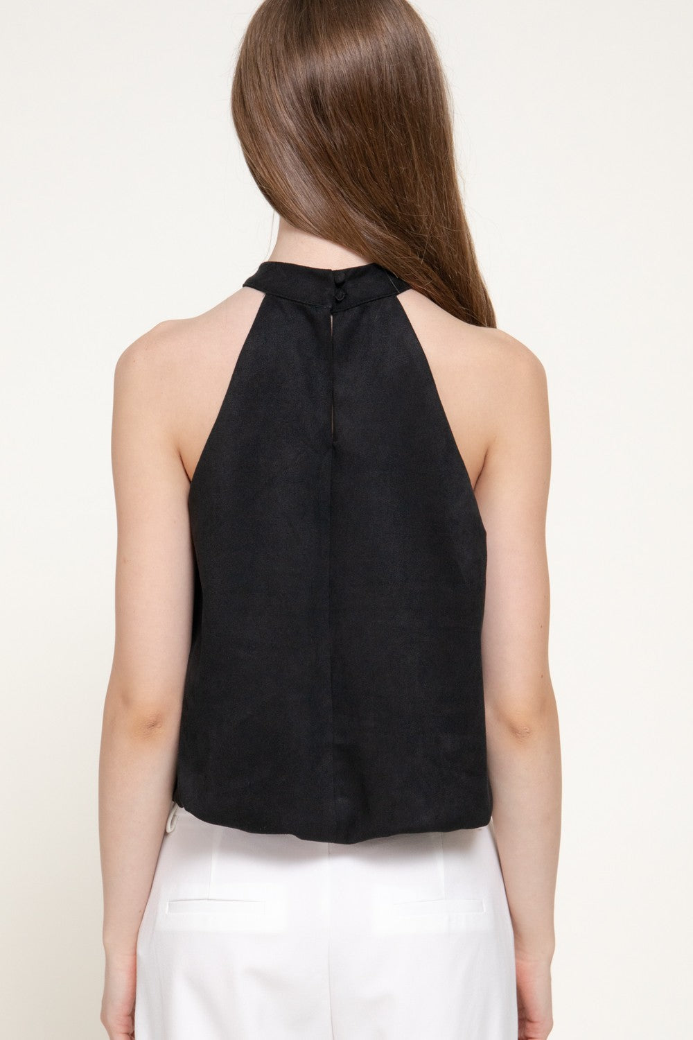 Faux Suede Halter Neck Top