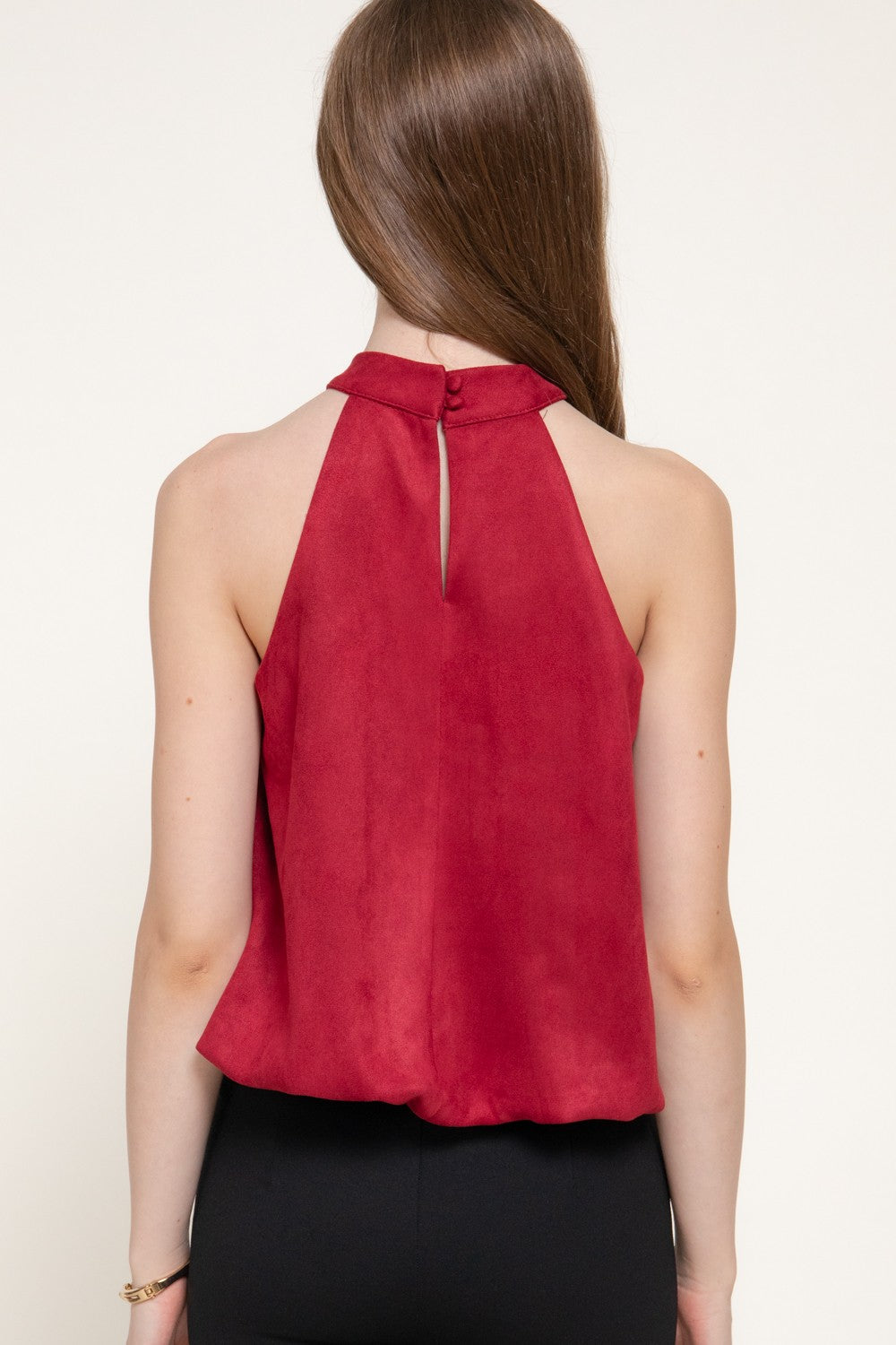 Faux Suede Halter Neck Top