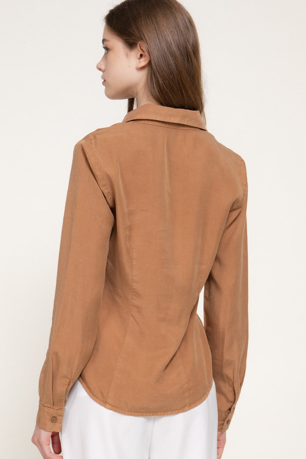 Long Slv Pleated Lyocel Shirt