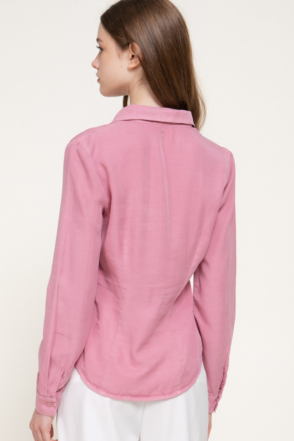 Long Slv Pleated Lyocel Shirt