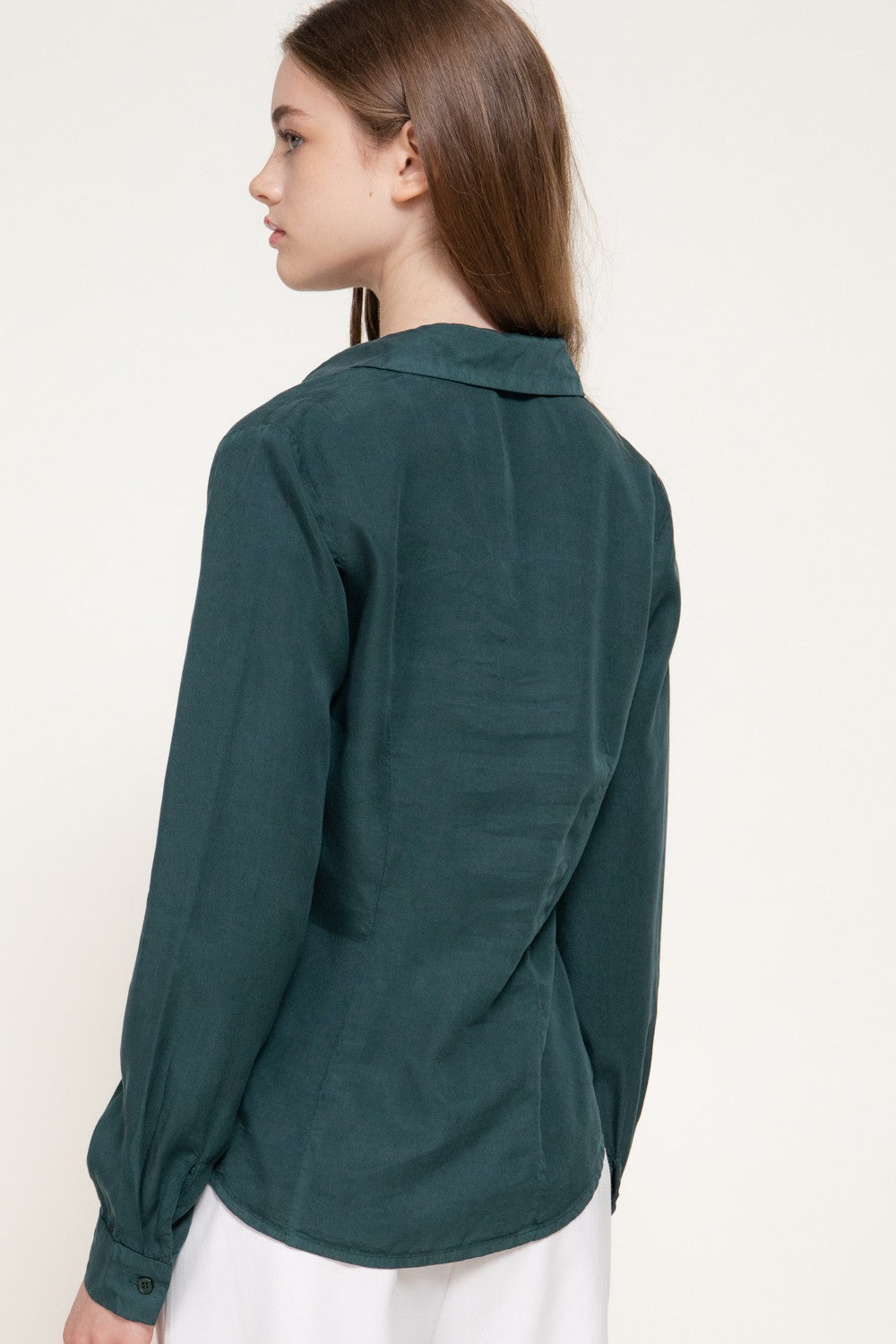 Long Slv Pleated Lyocel Shirt