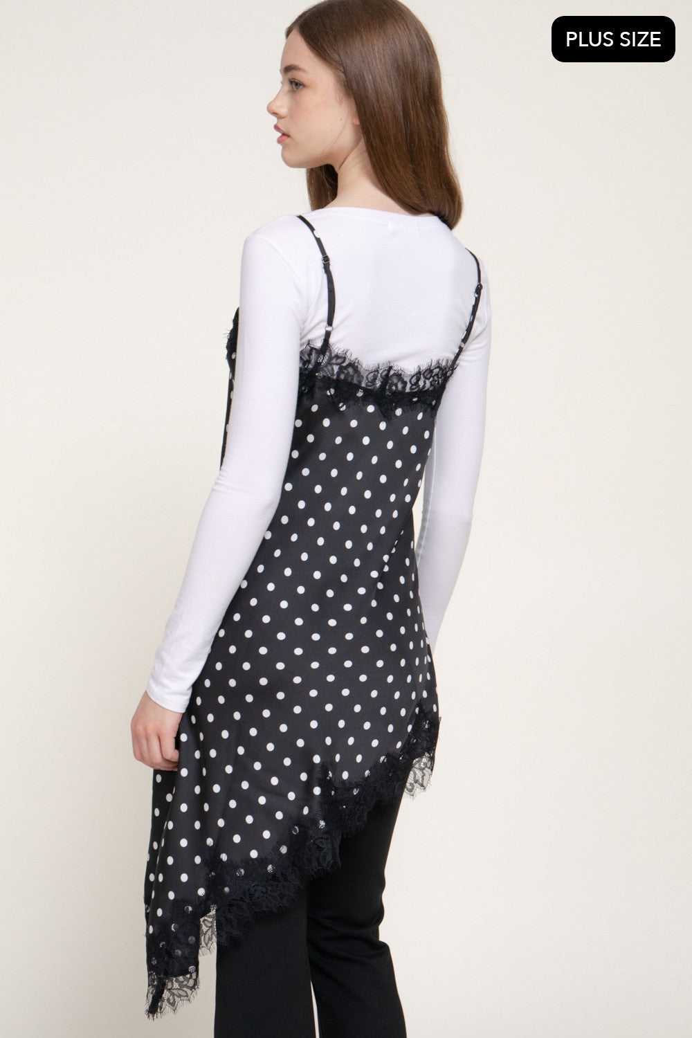 Asymmetric Dot Print Satin Dress
