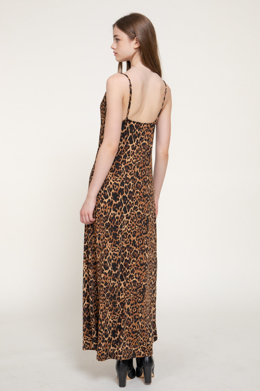 Cowl Neck Leopard Print Cami Slip Dress