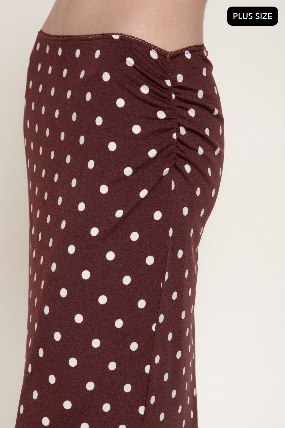 Lace Trim Dot Printed Knit Long Skirt