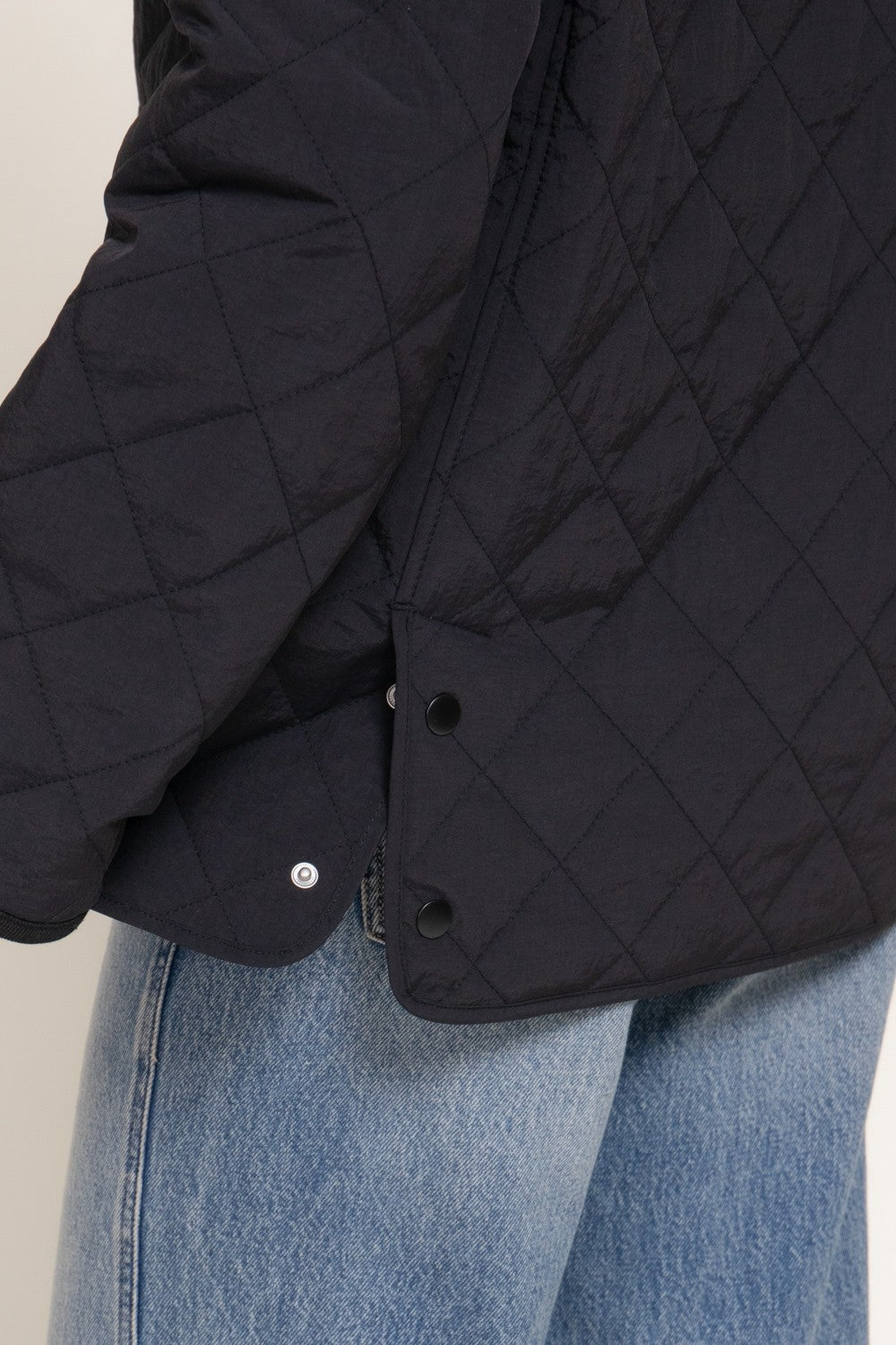 Lapel Collar Quilted Puffer Work Jacket