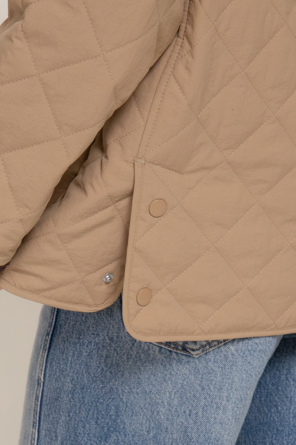 Lapel Collar Quilted Puffer Work Jacket